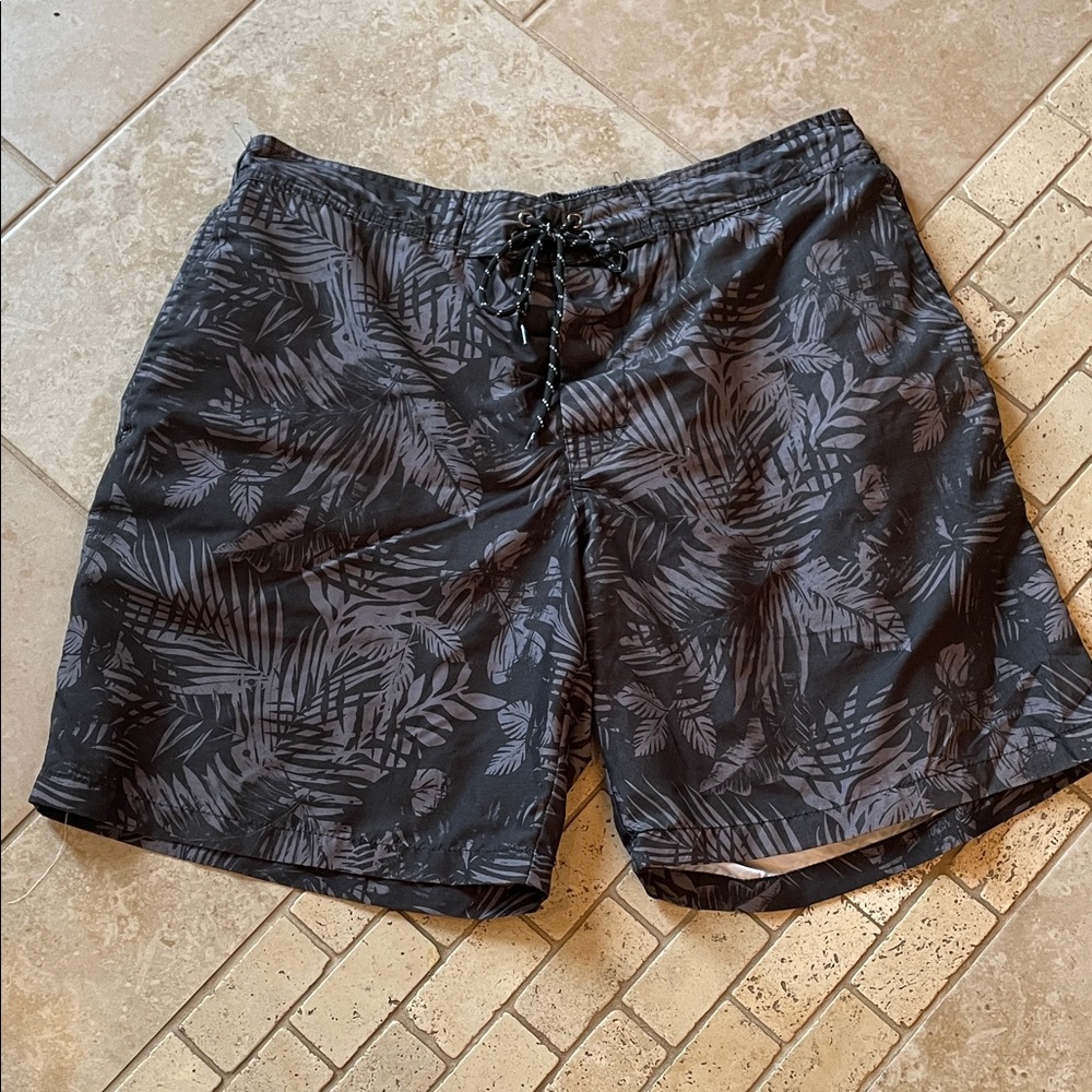 St. John's Bay Charcoal Leaf Print Swim Shorts